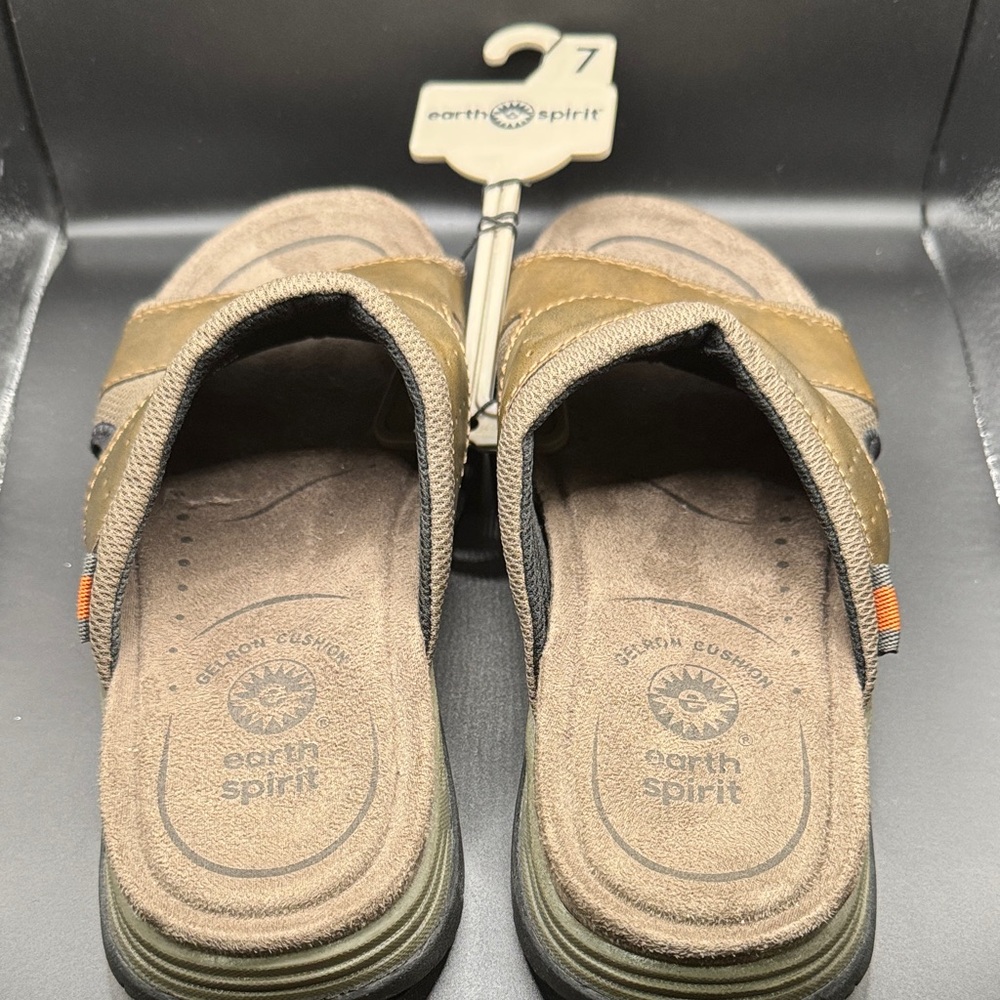 Earth Spirit Tan and Brown Slide Sandals